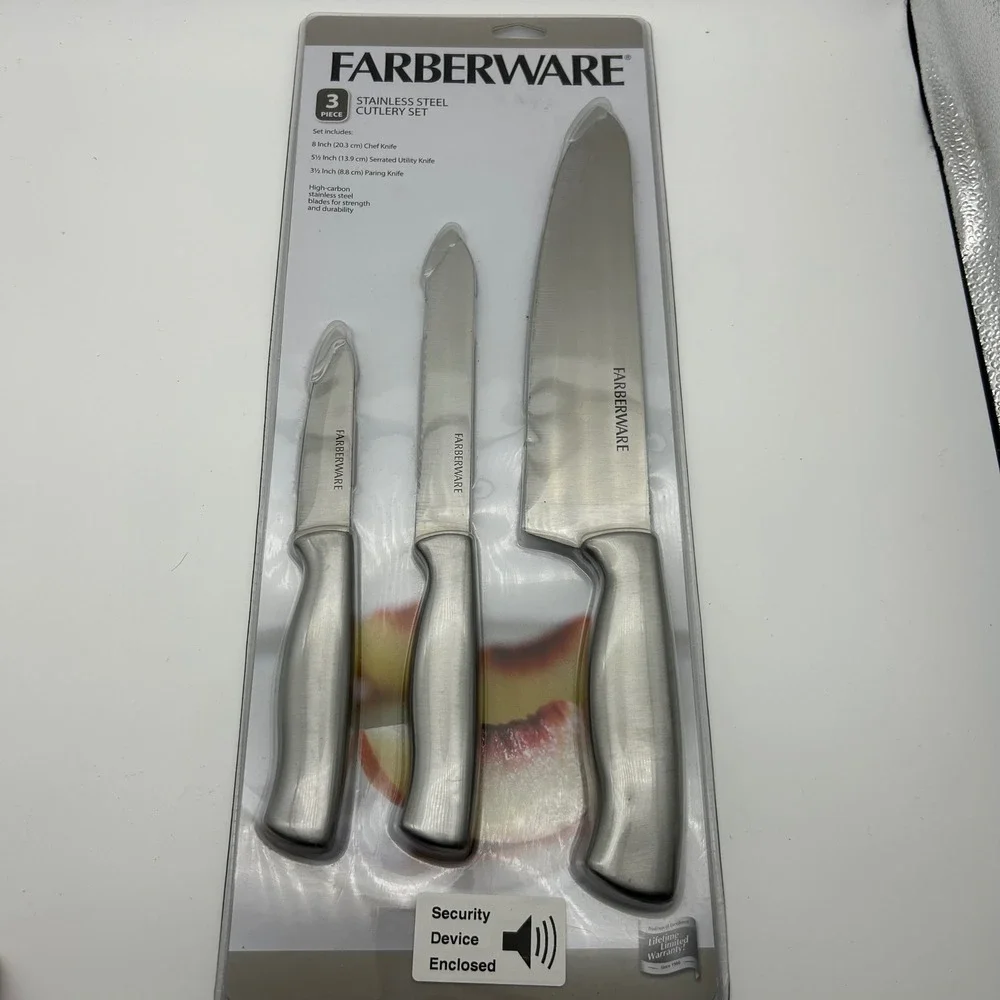 Farberware 3 Piece Stainless Steel Cutlery Set Chef Utility Paring Knives‎